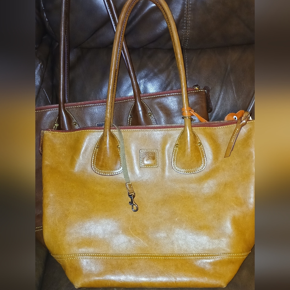 Dooney & Bourke Tan Leather Tote with Glossy Finish